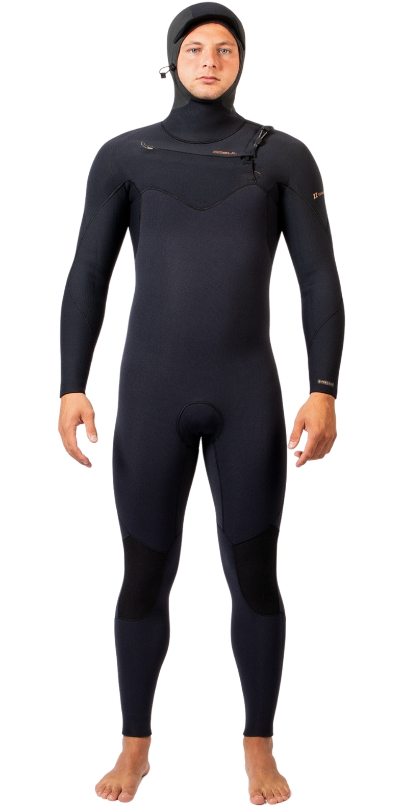 2025 Gul Mens Viper 6/5/4mm Yamamoto Hooded Chest Zip Wetsuit VR1225 - Black